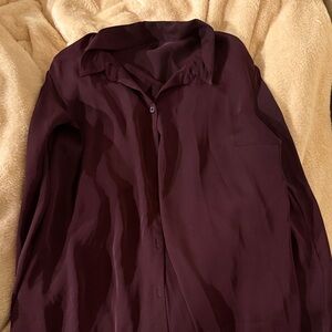 Express Women's Burgundy Button Down Shirt